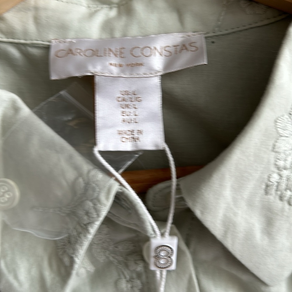 Caroline  Constas Sage Green Embroidered Women's Top 100% cotton - Picture 4 of 11